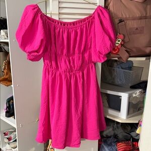 Hot Pink Puff Sleeve Dress size small